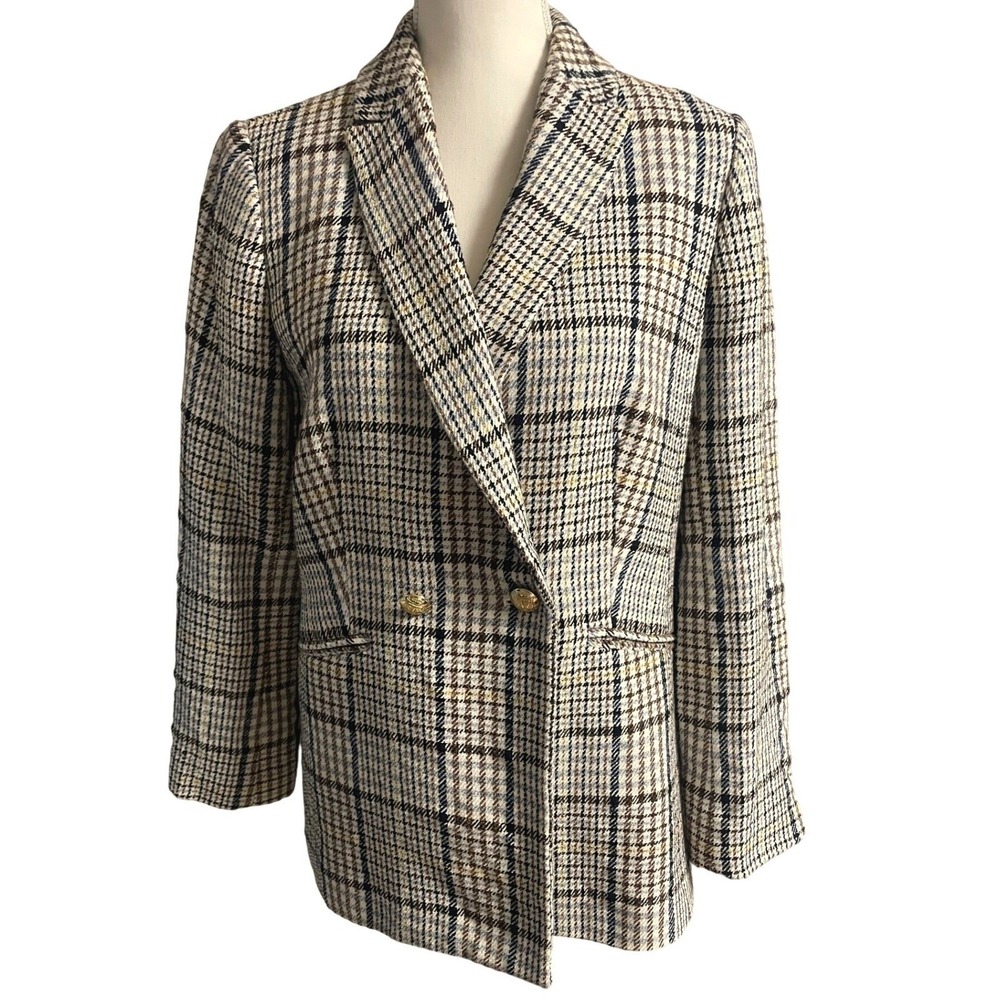 Talbots Double Breasted Plaid Blazer Women's 10